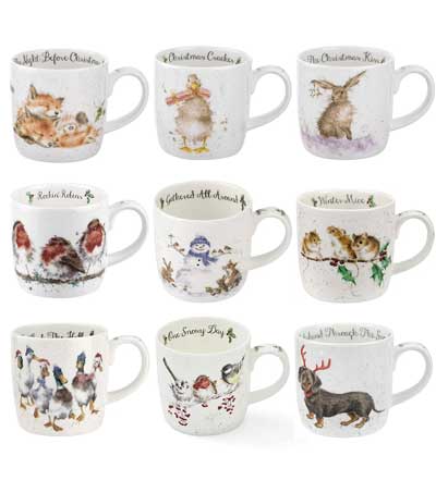 wrendale-christmas-mugs