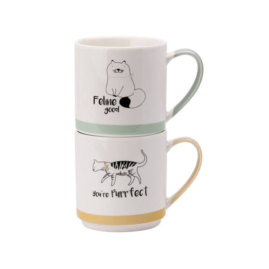 The English Tableware Company Playful Pets Cats Stacking Mugs