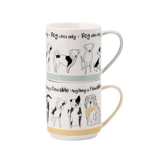 The English Tableware Company Playful Pets Dogs Stacking Mugs
